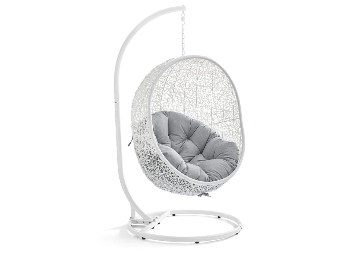 EEI-3929-WHI-GRY Hide Outdoor Patio Sunbrella® Swing Chair With Stand By Modway
