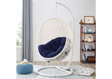 EEI-3929-WHI-NAV Hide Outdoor Patio Sunbrella® Swing Chair With Stand By Modway