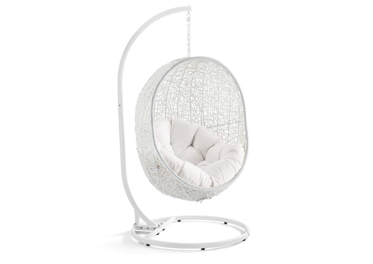 EEI-3929-WHI-WHI Hide Outdoor Patio Sunbrella® Swing Chair With Stand By Modway