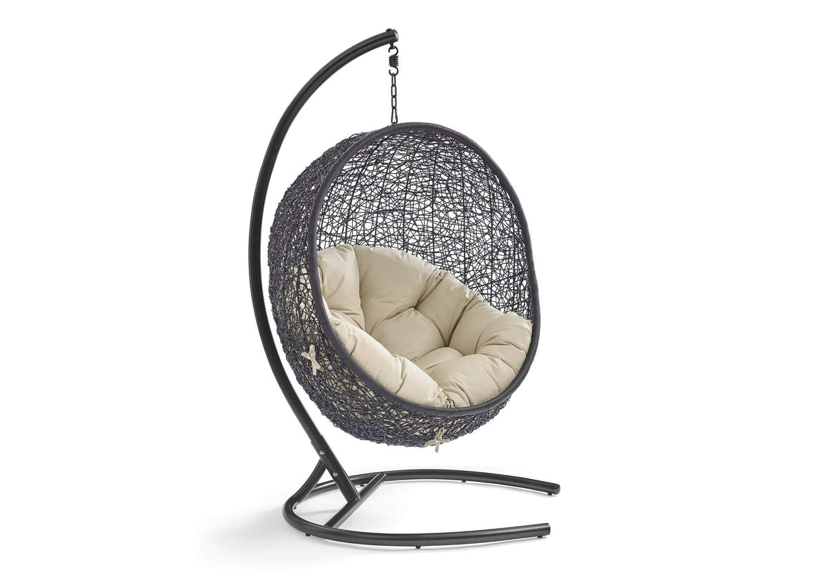 EEI-3943-BLK-BEI Encase Sunbrella® Swing Outdoor Patio Lounge Chair By Modway