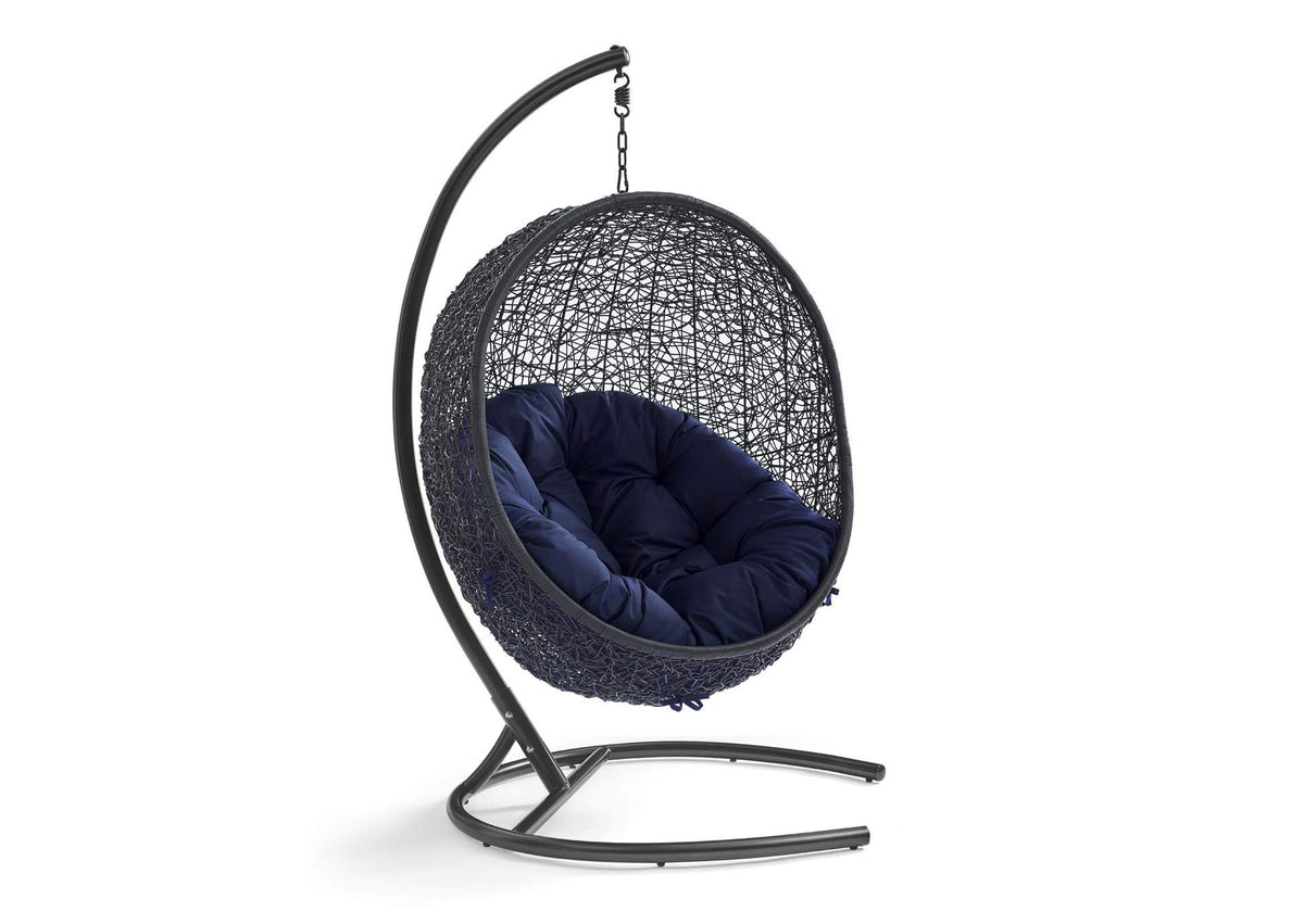 EEI-3943-BLK-NAV Encase Sunbrella® Swing Outdoor Patio Lounge Chair By Modway