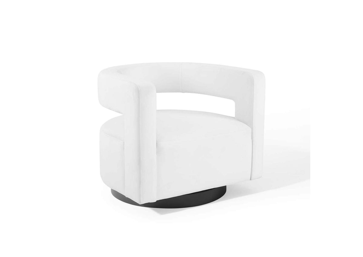 EEI-3947-WHI Spin Cutaway Performance Velvet Swivel Armchair By Modway