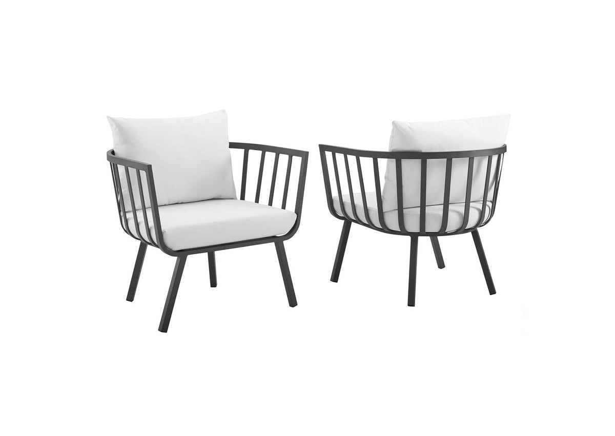 EEI-3960-SLA-WHI Riverside Outdoor Patio Aluminum Armchair Set Of 2 By Modway