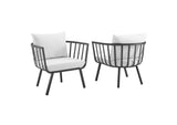 EEI-3960-SLA-WHI Riverside Outdoor Patio Aluminum Armchair Set Of 2 By Modway