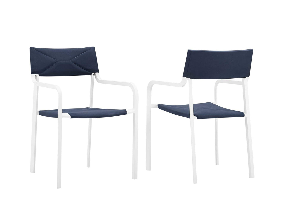 EEI-3962-WHI-NAV Raleigh Outdoor Patio Aluminum Armchair Set Of 2 By Modway