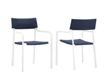 EEI-3962-WHI-NAV Raleigh Outdoor Patio Aluminum Armchair Set Of 2 By Modway
