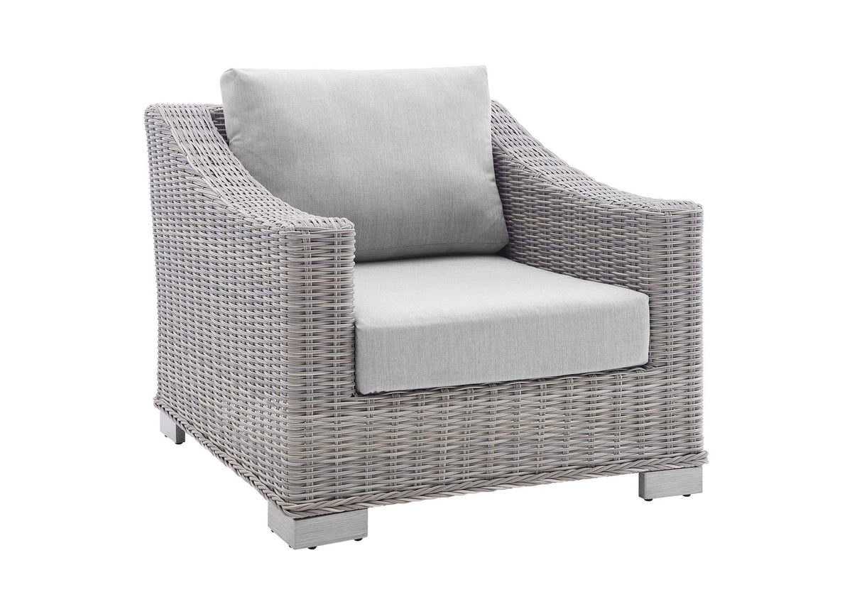 EEI-3972-LGR-GRY Conway Sunbrella® Outdoor Patio Wicker Rattan Armchair By Modway