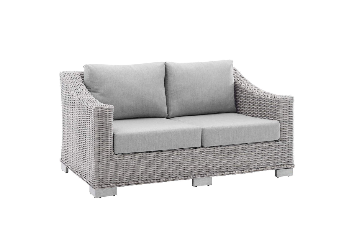 EEI-3973-LGR-GRY Conway Sunbrella® Outdoor Patio Wicker Rattan Loveseat By Modway