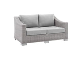 EEI-3973-LGR-GRY Conway Sunbrella® Outdoor Patio Wicker Rattan Loveseat By Modway