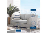 EEI-3973-LGR-GRY Conway Sunbrella® Outdoor Patio Wicker Rattan Loveseat By Modway