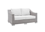 EEI-3973-LGR-WHI Conway Sunbrella® Outdoor Patio Wicker Rattan Loveseat By Modway