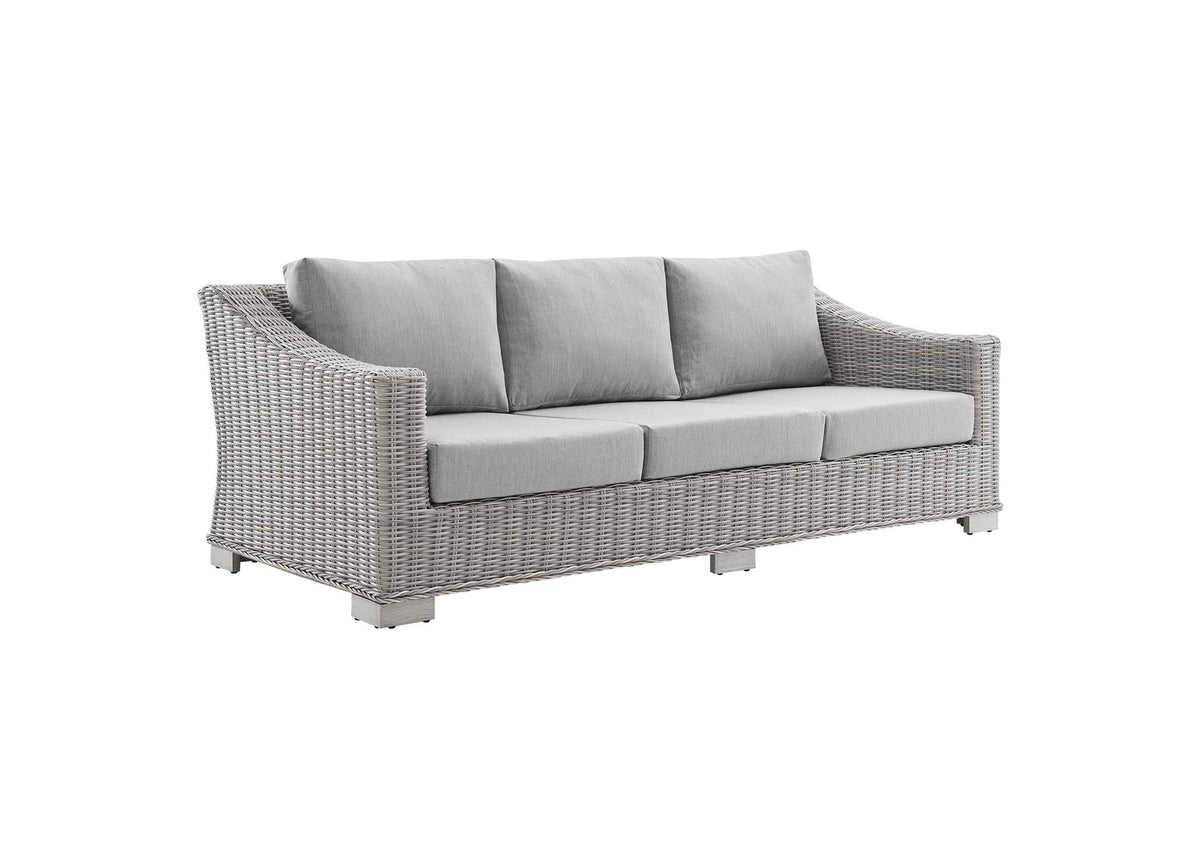 EEI-3974-LGR-GRY Conway Sunbrella® Outdoor Patio Wicker Rattan Sofa By Modway