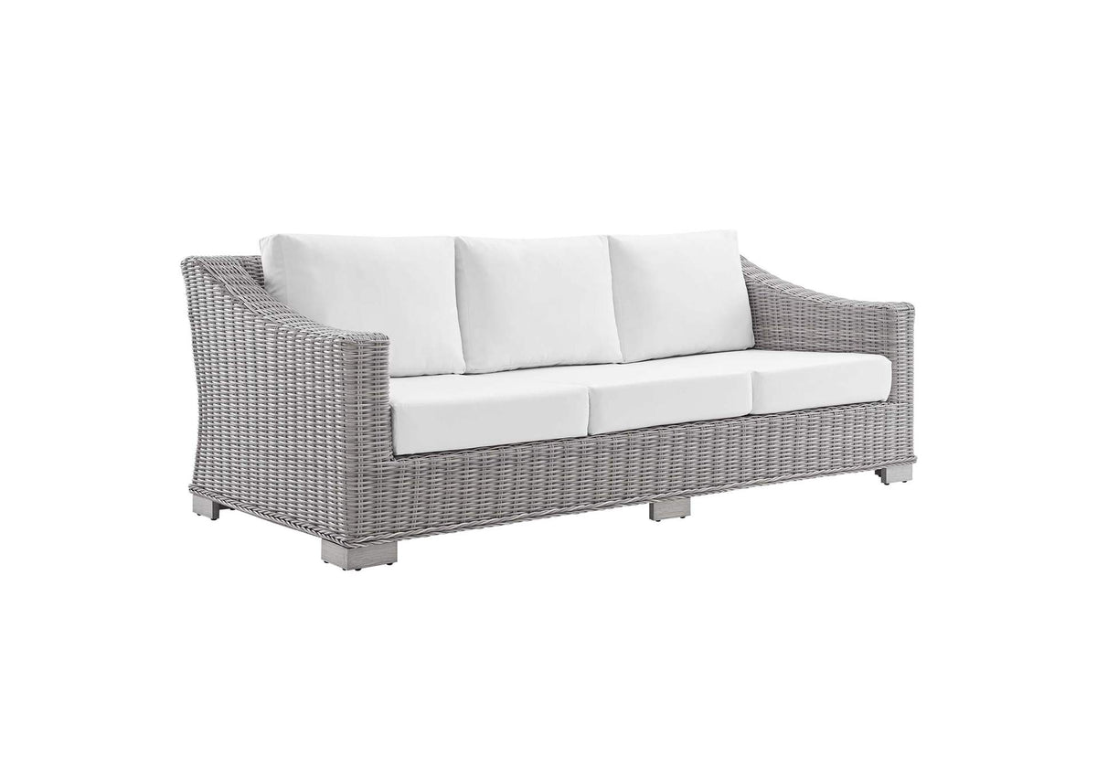 EEI-3974-LGR-WHI Conway Sunbrella® Outdoor Patio Wicker Rattan Sofa By Modway