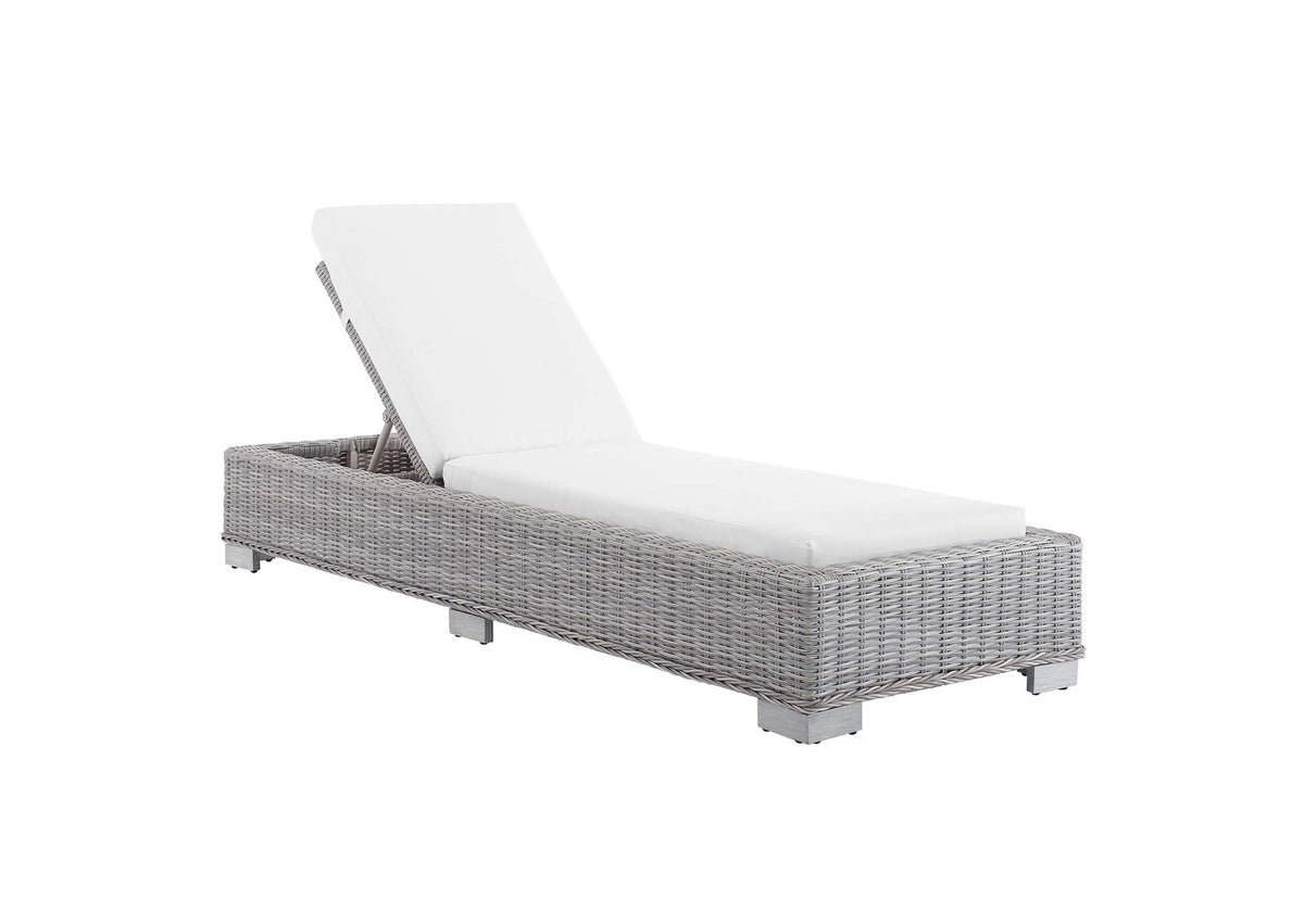EEI-3978-LGR-WHI Conway Sunbrella® Outdoor Patio Wicker Rattan Chaise Lounge By Modway