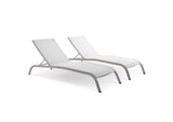 EEI-4005-WHI Savannah Outdoor Patio Mesh Chaise Lounge Set Of 2 By Modway