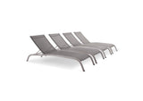 EEI-4007-GRY Savannah Outdoor Patio Mesh Chaise Lounge Set Of 4 By Modway