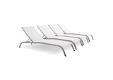 EEI-4007-WHI Savannah Outdoor Patio Mesh Chaise Lounge Set Of 4 By Modway