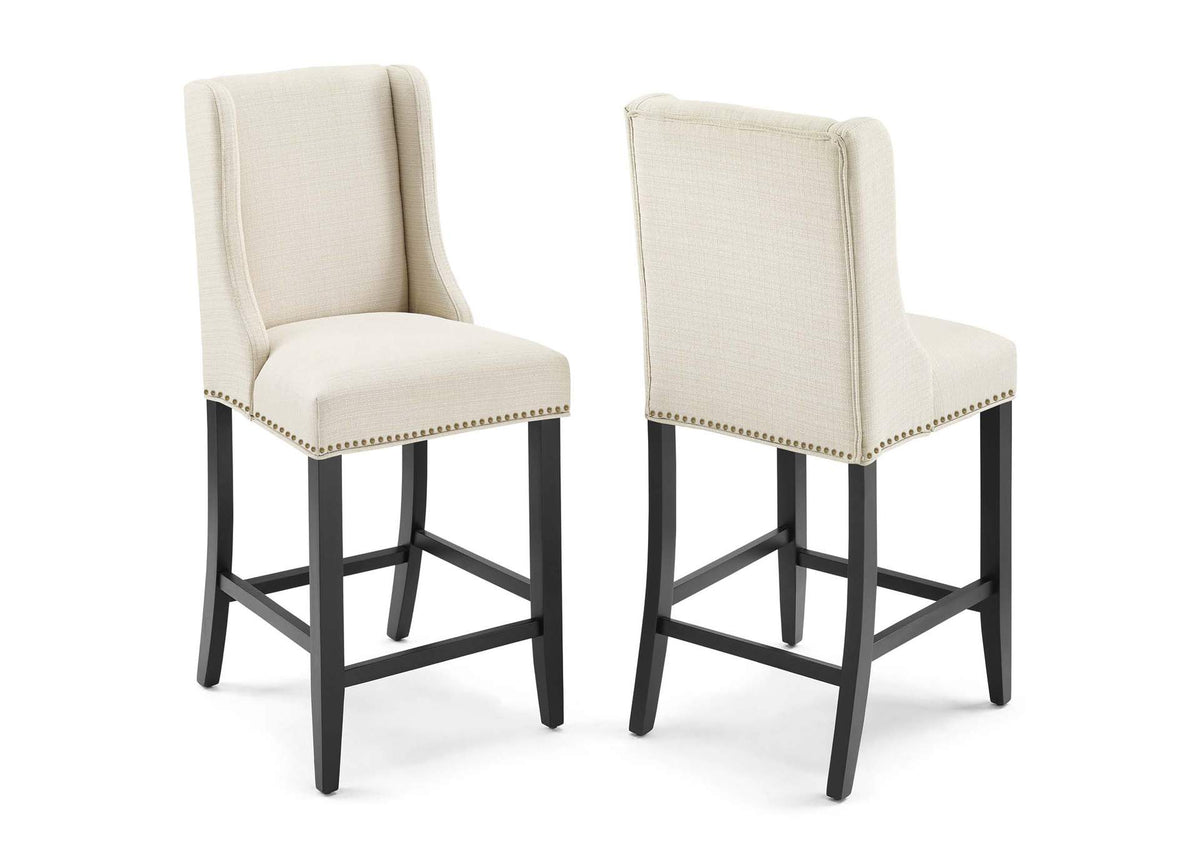 EEI-4016-BEI Baron Upholstered Fabric Counter Stool Set Of 2 By Modway