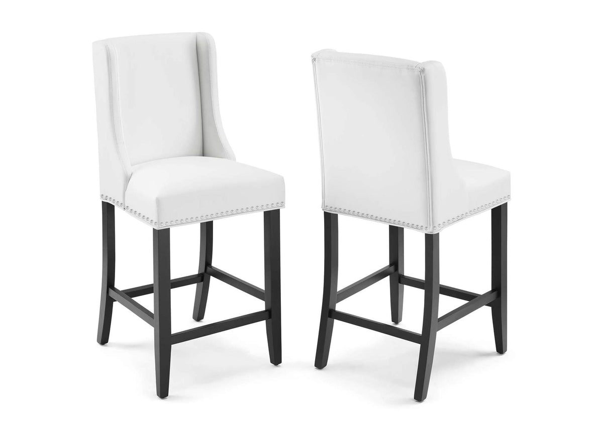 EEI-4017-WHI Baron Faux Leather Counter Stool Set Of 2 By Modway