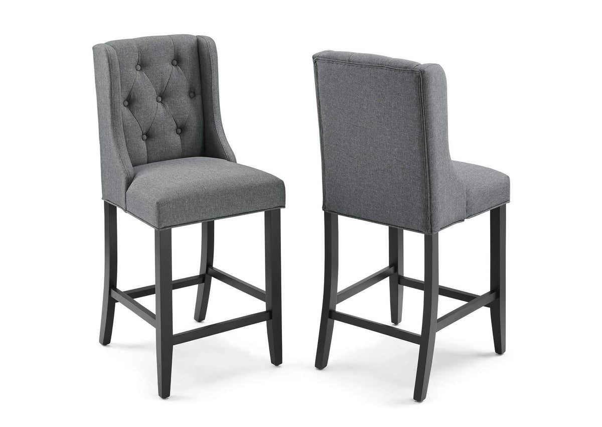 EEI-4020-GRY Baronet Upholstered Fabric Counter Bar Stool Set Of 2 By Modway