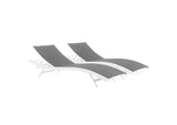 EEI-4038-WHI-GRY Glimpse Outdoor Patio Mesh Chaise Lounge Set Of 2 By Modway