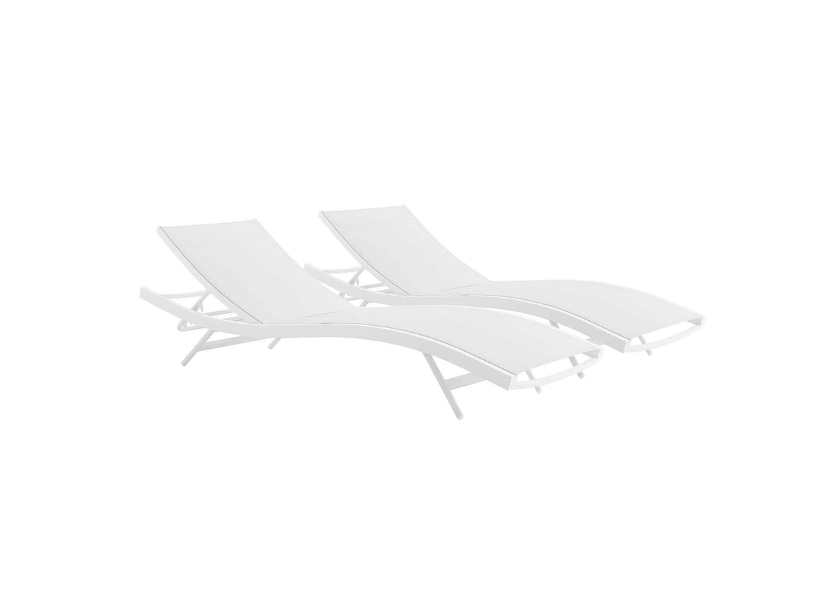 EEI-4038-WHI-WHI Glimpse Outdoor Patio Mesh Chaise Lounge Set Of 2 By Modway