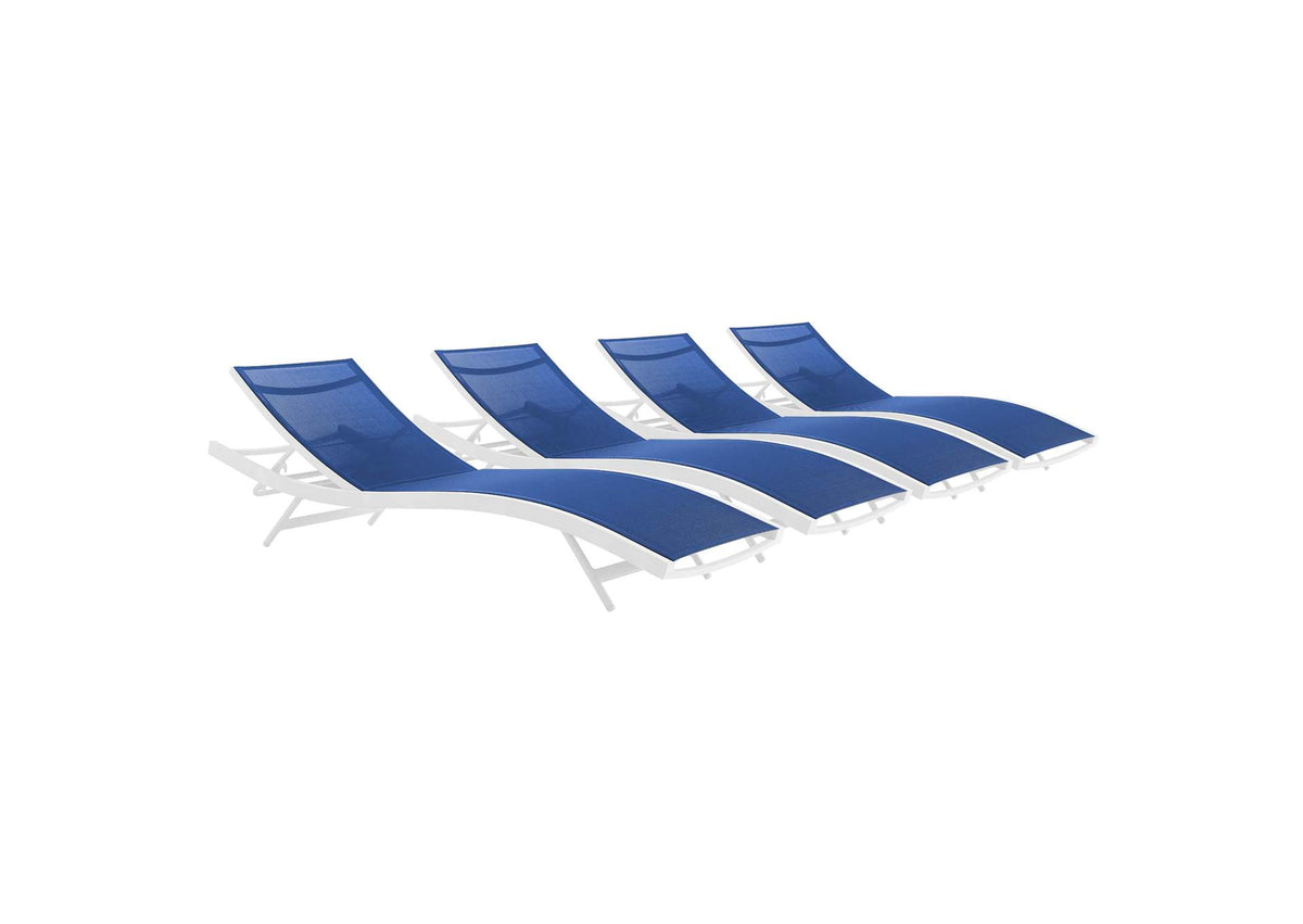 EEI-4039-WHI-NAV Glimpse Outdoor Patio Mesh Chaise Lounge Set Of 4 By Modway