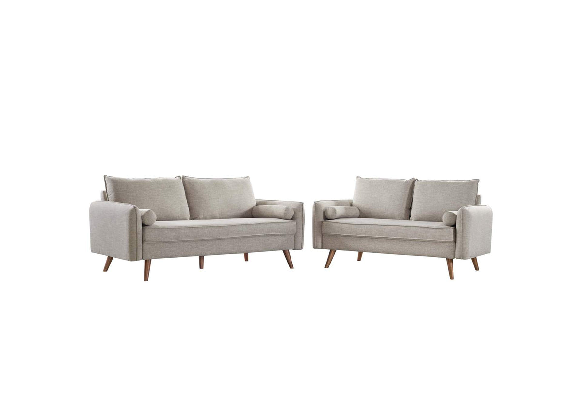EEI-4047-BEI-SET Revive Upholstered Fabric Sofa And Loveseat Set By Modway