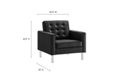 EEI-4101-SLV-BLK Loft Tufted Vegan Leather Armchairs Set Of 2 By Modway
