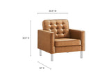 EEI-4101-SLV-TAN Loft Tufted Vegan Leather Armchairs Set Of 2 By Modway