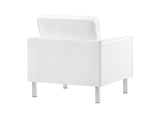 EEI-4101-SLV-WHI Loft Tufted Vegan Leather Armchairs Set Of 2 By Modway
