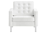 EEI-4101-SLV-WHI Loft Tufted Vegan Leather Armchairs Set Of 2 By Modway