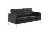 EEI-4102-SLV-BLK-SET Loft Tufted Upholstered Faux Leather Loveseat And Armchair Set By Modway