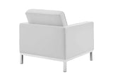 EEI-4102-SLV-WHI-SET Loft Tufted Upholstered Faux Leather Loveseat And Armchair Set By Modway
