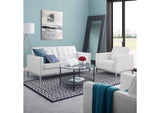 EEI-4102-SLV-WHI-SET Loft Tufted Upholstered Faux Leather Loveseat And Armchair Set By Modway