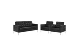 EEI-4103-SLV-BLK-SET Loft 3 Piece Tufted Upholstered Faux Leather Set By Modway