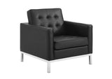 EEI-4103-SLV-BLK-SET Loft 3 Piece Tufted Upholstered Faux Leather Set By Modway