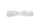 EEI-4103-SLV-WHI-SET Loft 3 Piece Tufted Upholstered Faux Leather Set By Modway
