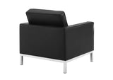 EEI-4104-SLV-BLK-SET Loft Tufted Upholstered Faux Leather Sofa And Armchair Set By Modway