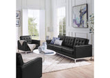 EEI-4104-SLV-BLK-SET Loft Tufted Upholstered Faux Leather Sofa And Armchair Set By Modway