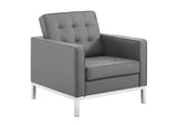 EEI-4104-SLV-GRY-SET Loft Tufted Upholstered Faux Leather Sofa And Armchair Set By Modway