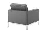 EEI-4104-SLV-GRY-SET Loft Tufted Upholstered Faux Leather Sofa And Armchair Set By Modway