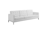 EEI-4104-SLV-WHI-SET Loft Tufted Upholstered Faux Leather Sofa And Armchair Set By Modway