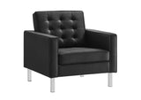 EEI-4105-SLV-BLK-SET Loft 3-Piece Tufted Vegan Leather Furniture Set By Modway