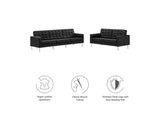 EEI-4106-SLV-BLK-SET Loft 2-Piece Tufted Vegan Leather Furniture Set By Modway