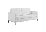 EEI-4107-SLV-WHI-SET Loft 3 Piece Tufted Upholstered Faux Leather Set By Modway