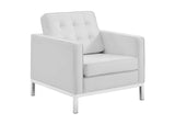 EEI-4107-SLV-WHI-SET Loft 3 Piece Tufted Upholstered Faux Leather Set By Modway