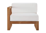 EEI-4124-NAT-WHI Upland Outdoor Patio Teak Wood Left-Arm Chair By Modway