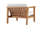 EEI-4128-NAT-WHI Bayport Outdoor Patio Teak Wood Left-Arm Chair By Modway