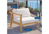 EEI-4128-NAT-WHI Bayport Outdoor Patio Teak Wood Left-Arm Chair By Modway